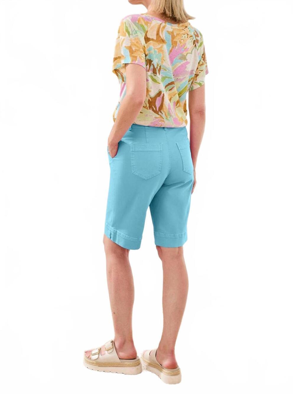 NEW TRIBAL pull on bermuda with topstitch in 1036-aqua sky